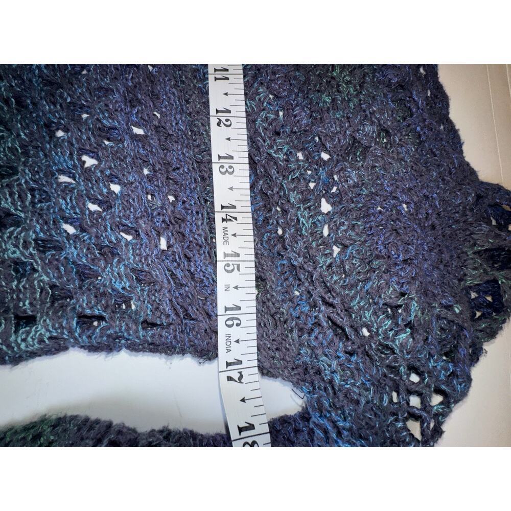 Free People Women’s XS Open Knit Crochet Sweater Boho Festival Purple‎ Blue - Picture 6 of 7